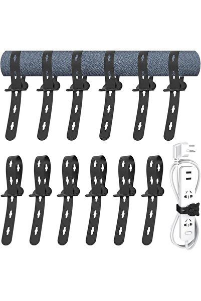 The Bros 12Pcs Reusable Cable Ties, 10x0.6inch Elastic Silicone Cord Organize...