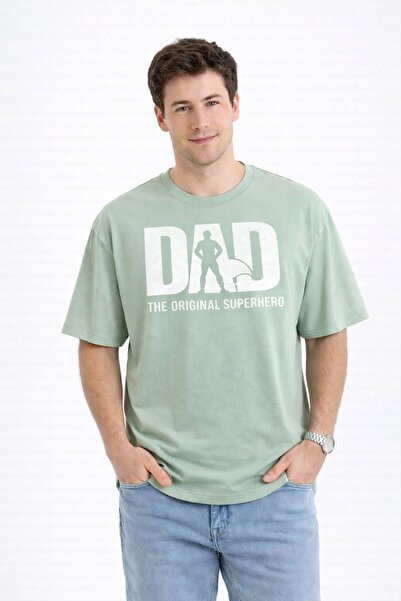 Le Touche Men's Oversize Wide Cut 100% Cotton Soft Textured Dad Printed Crew ...