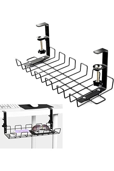 The Bros صينية تنظيم الكابلات أسفل المكتب، صينية معدنية متينة لتنظيم الكابلات...