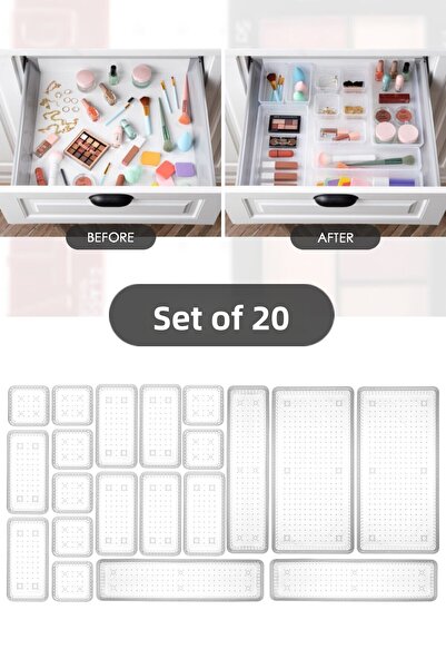 Mowo Home 20 de bucăți Organizator în dulap - Sertar de bucătărie Suport pent...