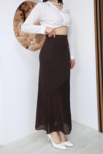 b buhari bykoc Modal Fabric Lace Skirt with Elastic Waist