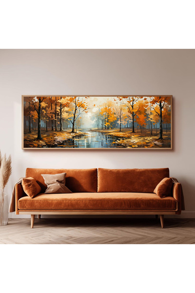 Dekorsiahome Ahşap Çerçeveli Panoramik Oturma Odası Salon Tablosu UZ0161