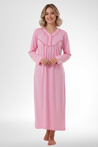 markalinda 100% Cotton, Buttoned Collar, Large Size Nightgown