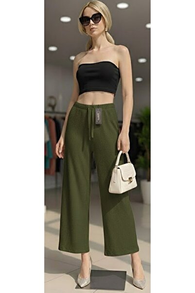 THEBEK Women's Bubble Loose Summer Casual Loose Cut Elastic Pipe Leg Trousers