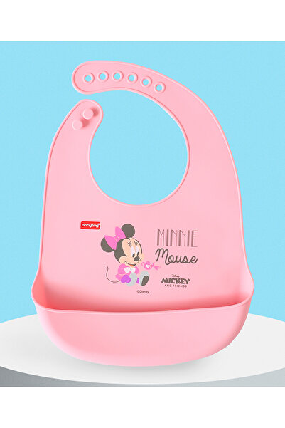 Babyhug Disney Minnie Mouse Silicone Bib, Food Grade Material, Adorable Desig...