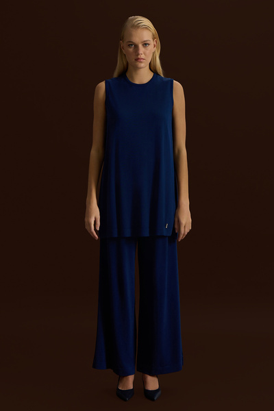 MISS DALIDA Basic Kolsuz Triko Tunik Dark Navy