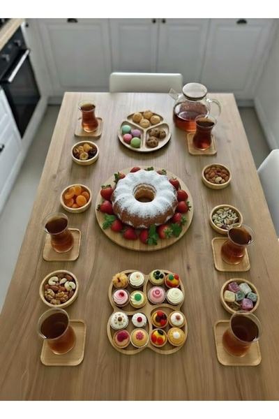 VESTA Concept 15-Piece Bamboo Presentation Set: 6 Snack Bowls, 6 Tea Plates, ...