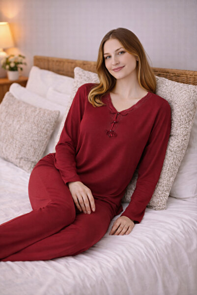 BAMBUTKİDS Nisanca Long Sleeve Bamboo Mother Pajama Set - Young Mother Series