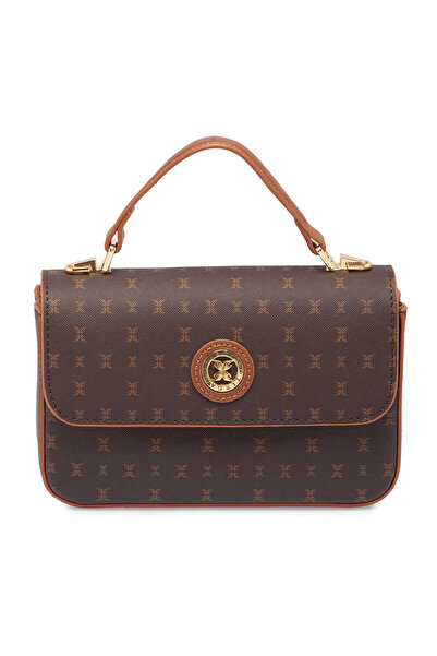 Tergan Kahverengi Print Kadın El Çantası - S26Y1PR09154-T4J