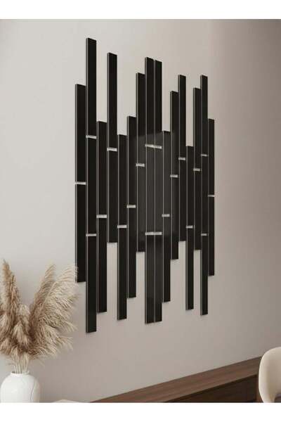 Generic منحوتة أكريليك ديكور أسود لماع ( ٣٦ قطعه ) مقاس كل القطعه ٥ سم* ٤٠ سم...