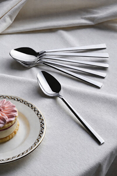 Umut 6 Adet Sade Çubuk Model Tatlı Kaşığı (Paslanmaz Çelik)