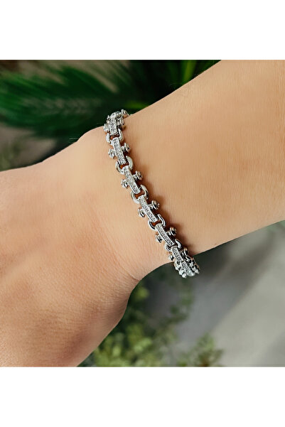 ACAR TAKI Xuping Stone-Set Barbell Bracelet 17+2Cm-Silver Color Acr9051