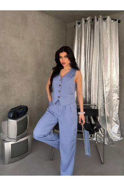 LB Laluna Butik Women's Striped Vest and Pants Set