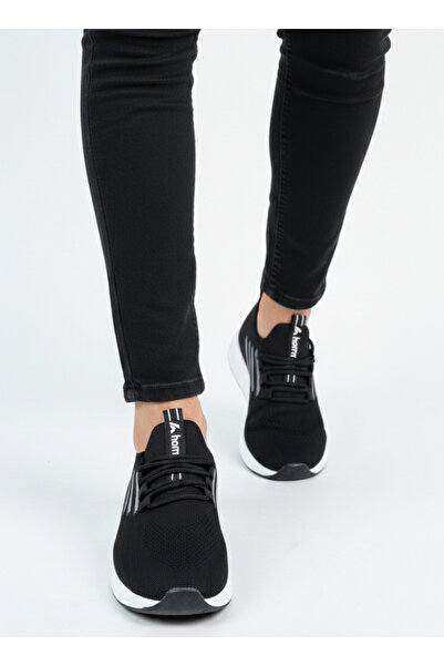 homiro Πλεκτά παπούτσια με κορδόνια Unisex Αθλητικά Παπούτσια-Μαύρο και Λευκό