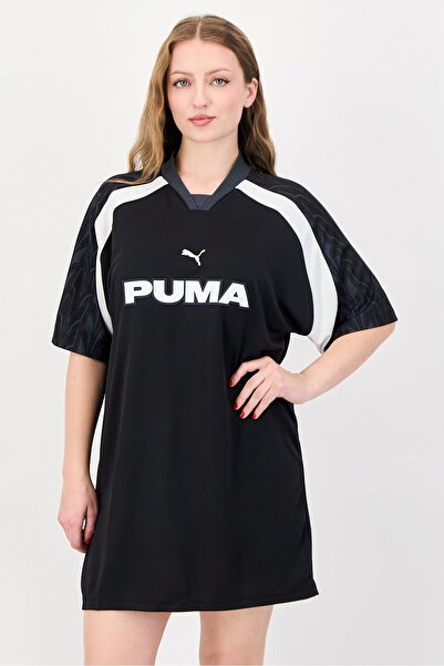 Puma Women Sportswear Fit Short Sleeve Football Jersey Dress, Black
