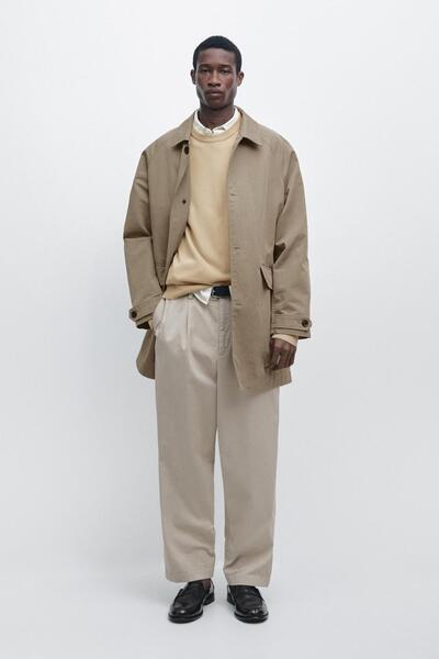 Massimo Dutti Katlı yaka hafif trençkot