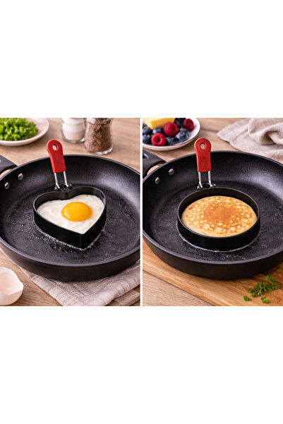 OEM Forme Metalice pentru Ouă Ochiuri și Clătite, Inimă & Cerc, 2 bucăți