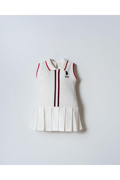 U.S. Polo Assn. Kız Bebek Kolsuz Polo Yaka Pike Elbise %100 Pamuk