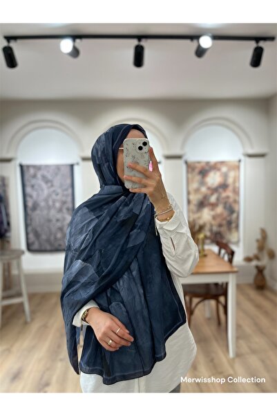 e.m ipek شال كراش بنمط بوهيمي - أزرق داكن