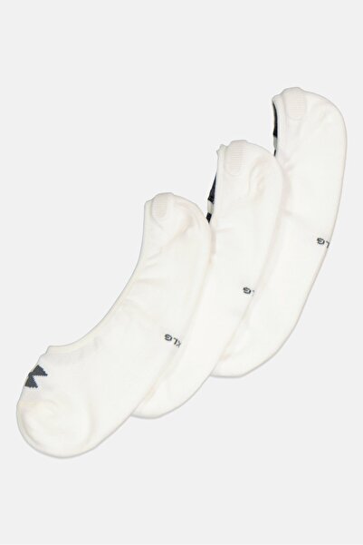 Under Armour جوارب رجالية غير مرئية بشعار العلامة التجارية، 3 أزواج، لون أبيض