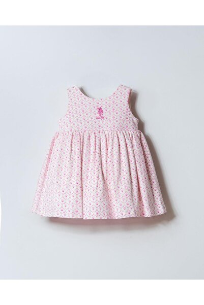 U.S. Polo Assn. Kız Bebek Çiçek Desenli Elbise %100 Pamuk