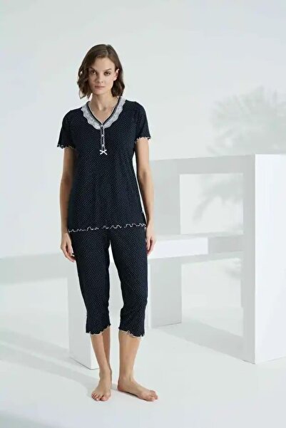 YUYİ Angelique 70% Bamboo 30% Cotton Short Sleeve V-Neck Women's Pajama Set 2...