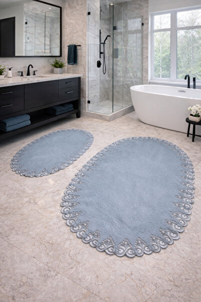 Dokumacıoğlu Estoria Gri Fransız Dantelli Kaymaz ve Deri Tabanlı Yumuşak Yüze...