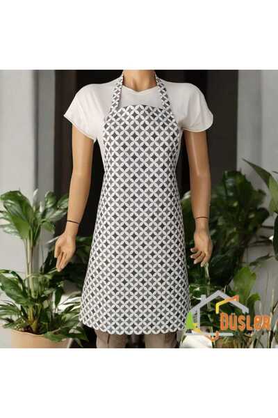 DÜŞLER EV TEKSTİLİ Chef's Kitchen Apron with Geometric Pattern, Adjustable, W...