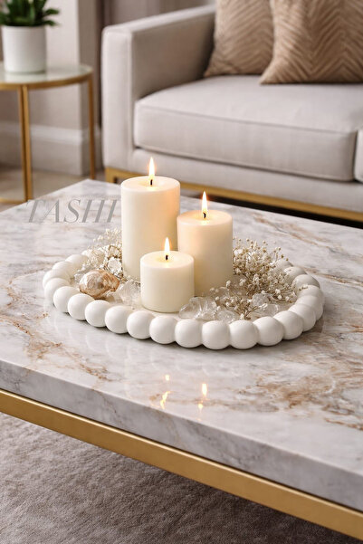 TASHI DESIGN Pure Serisi Oval Form Dekoratif Taban - Mum & Takı Tabağı - El Y...