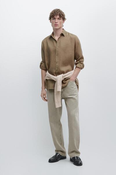 Massimo Dutti %100 keten slim fit gömlek