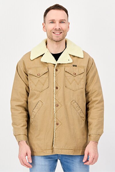 WRANGLER Men Solid Denim Jacket, Tan