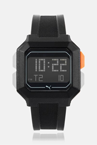 Puma Men PU P5020 PU Leather Analog Watch 45mm, Black