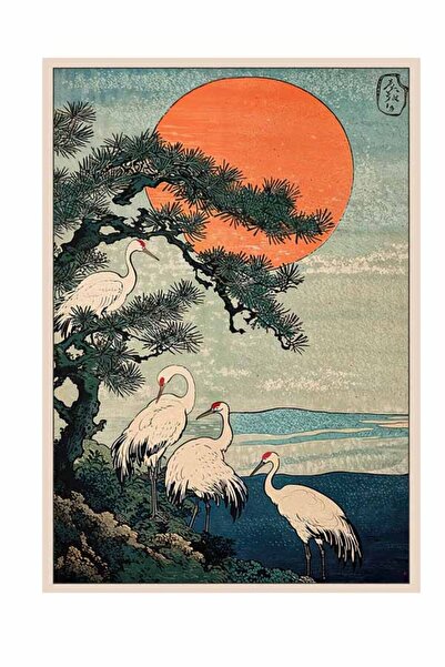 Taranist Poster - Japon Dalga ve Güneş - Asya Temalı Duvar Posteri