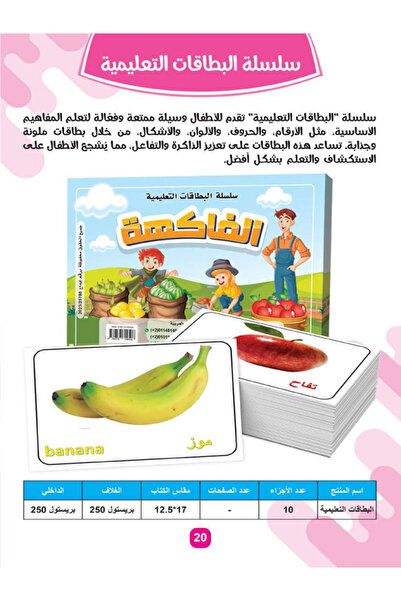 Educational سلسلة البطاقات والكروت النعليمية - الفاكهة