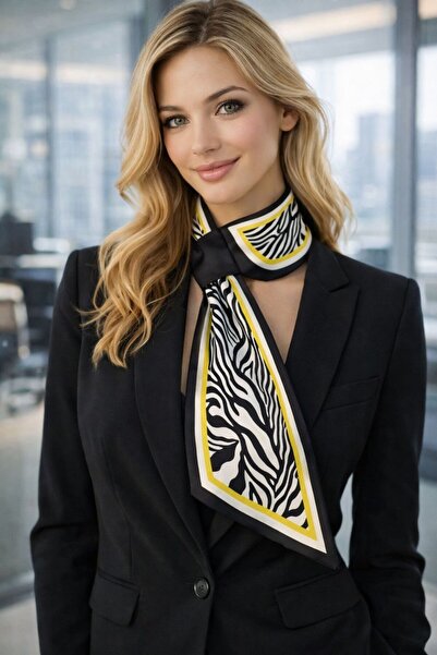 MARBERRY Flr12 Premium Patterned Tie-Back Women's Neck Scarf 60X13 cm