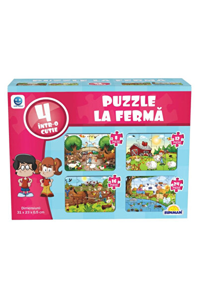 Smile Games Puzzle 4 în 1, Jocuri cu zâmbetul pe buze, Animale de la fermă (8...
