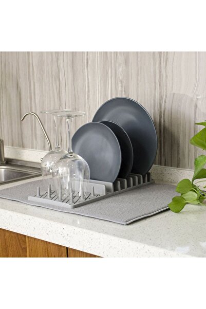 OEM Plastic Dish Dryer with Cloth Included, Gray, size 45 x 3.6 x 16.5 cm