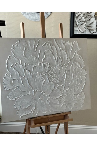 SonArt Home Decoration 1 ADET Büyük Boy Yelpaze Çiçek Desenli Kabartmalı Deko...