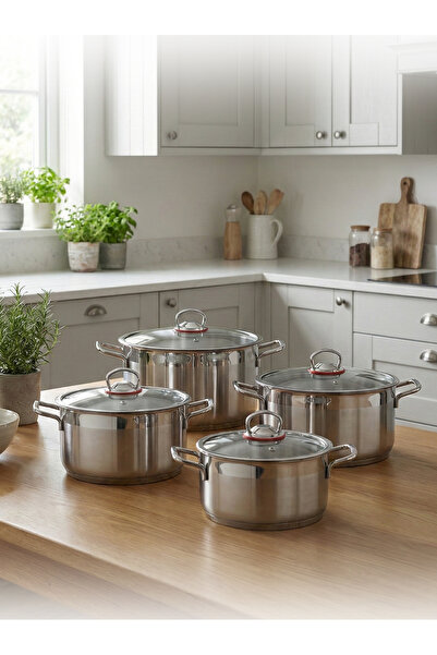 Hascevher Enzo 8 Pcs Tencere Seti (18/20/22/24)V