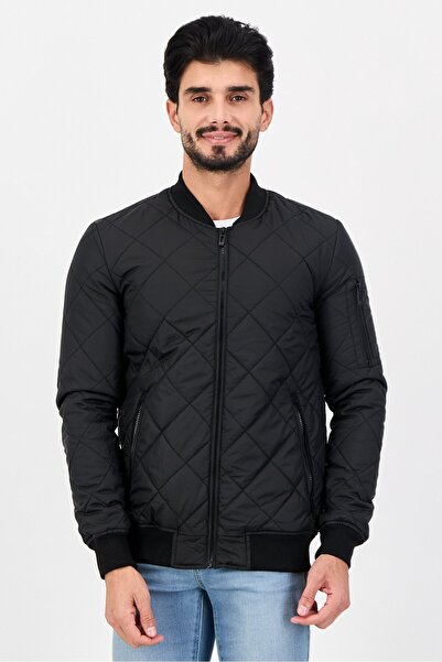 Cropp Men Quilted Bomber Jacket, Black