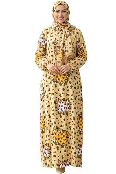 ABSHIR Women's Prayer Dress Muslim,Floral Print, Long Sleeve, Modest Islamic ...