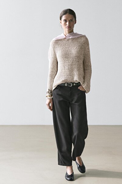 Massimo Dutti Dökümlü barrel fit jean