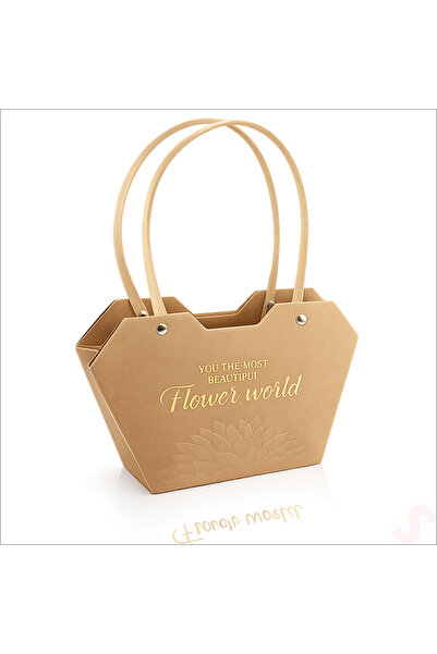 SüSLe Bebek ve Parti Baskılı Kalp Karton Hediye Çantası 23×15×9 cm - Kraft