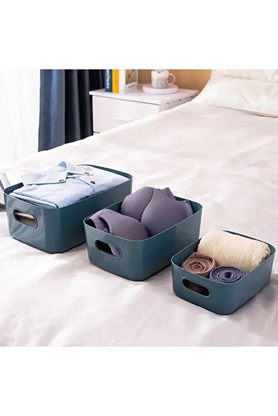 Thirty Three Design Set of 3 storage boxes, with handles, plastic, blue, 20x1...