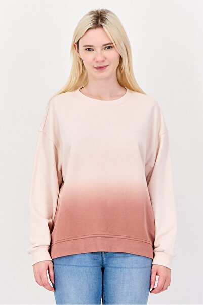 Giordano Women Crew Neck Long Sleeve Ombre Sweatshirt, Pink
