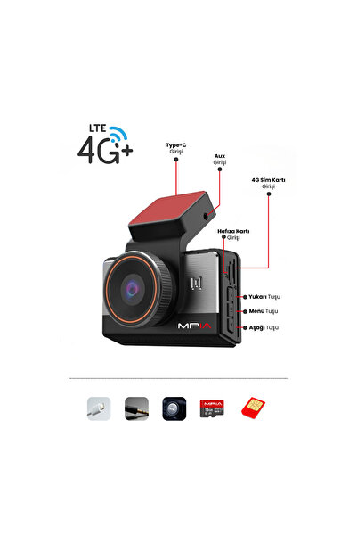Midcom CC-44 3.0" IPS Ekran 2K QUAD HD Ön Kamera 4.5G Araç Kamerası 64GB Hafı...