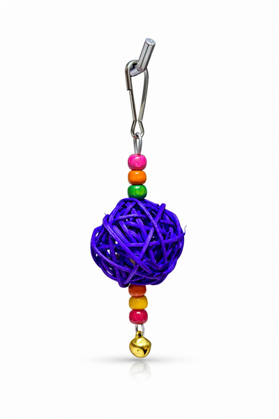 Papağanhane لعبة طائر الحب الطائر مع جرس وخرز وكرة من القش الأرجواني وقفص معل...