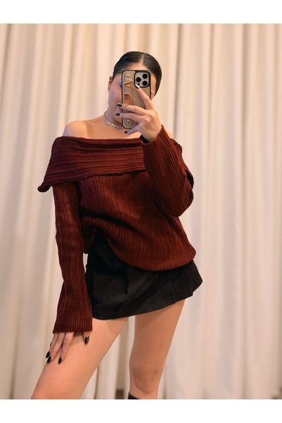 Labien Butik Madonna Yaka Kazak - Bordo