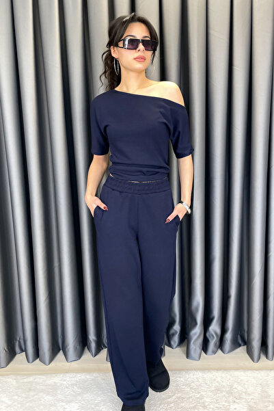 KECHİ WOMAN Kechi Off-Shoulder Two-Piece Set - Navy Blue Dark Blue