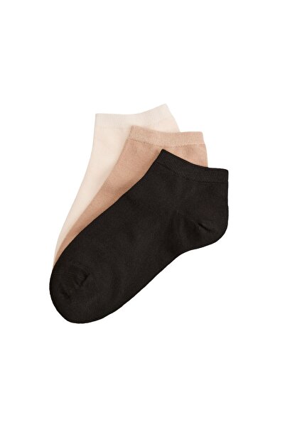 ESOTIQ Women's Invisible Socks Ankle Length 3-Pack Beige Cream Black Cotton B...